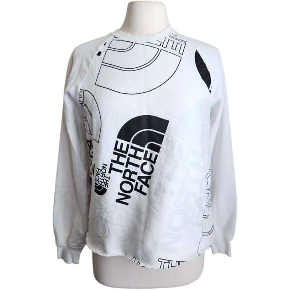 THE NORTH FACE Pullover Sweatshirt Women's‎ M Logo Fleece White Cropped - Picture 1 of 15